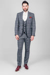 Marc Darcy Enzo 3 Piece Suit - Grey Check [Size 38 Reg]