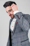 Marc Darcy Enzo 3 Piece Suit - Grey Check [Size 38 Reg]