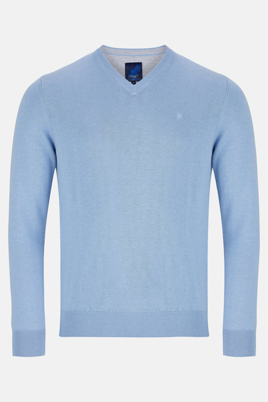 Periwinkle blue crew neck men's sweater – Testimu Moda