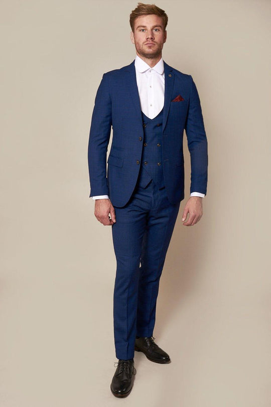 Marc Darcy George 3 Piece Suit - Royal Blue [Size 44R]