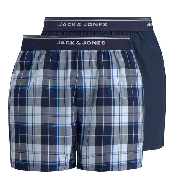 Jack & Jones Brent Check Woven 2 Pack Trunks - Navy Blazer Check