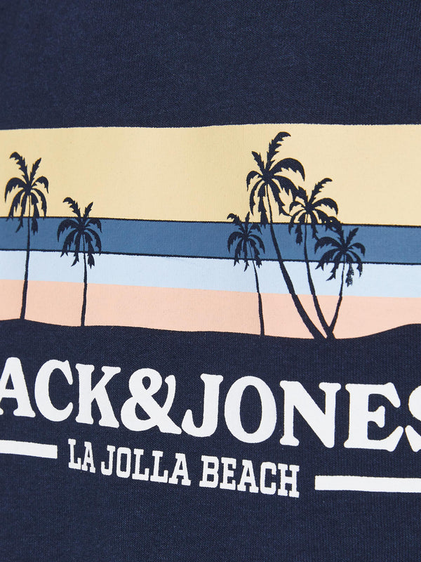 Jack and Jones Boys Malibu Branding Sweat Hood - Navy Blazer