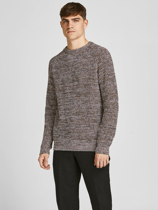 Jack & Jones Brian Multicolour Knit Crew Neck - Olive Night [XXL]