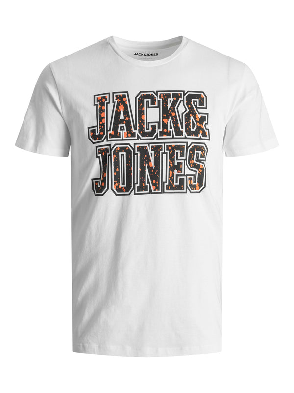 Jack & Jones Boys Neon Dot Tee - White