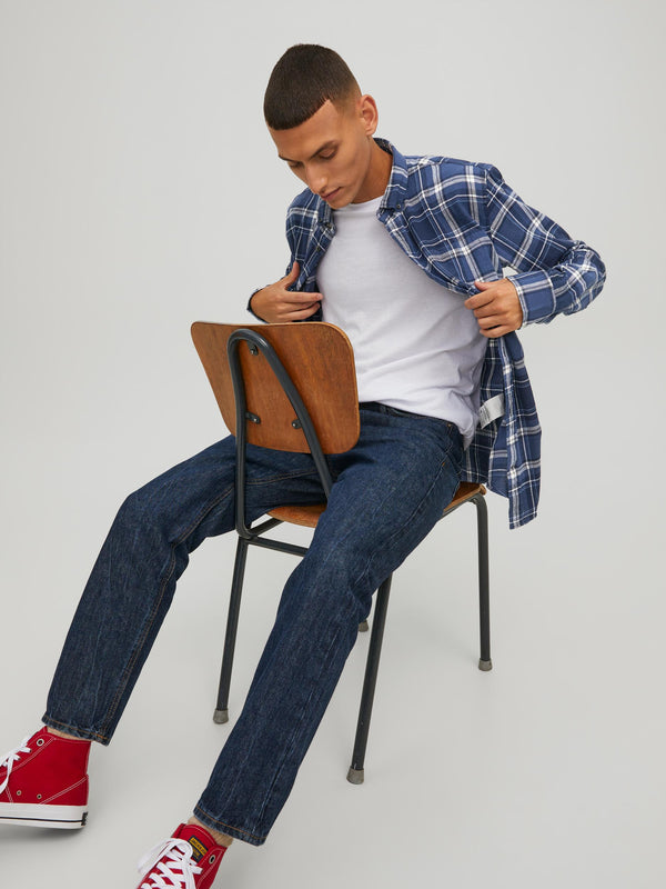 Jack & Jones Classic Check Shirt  - Navy Blazer