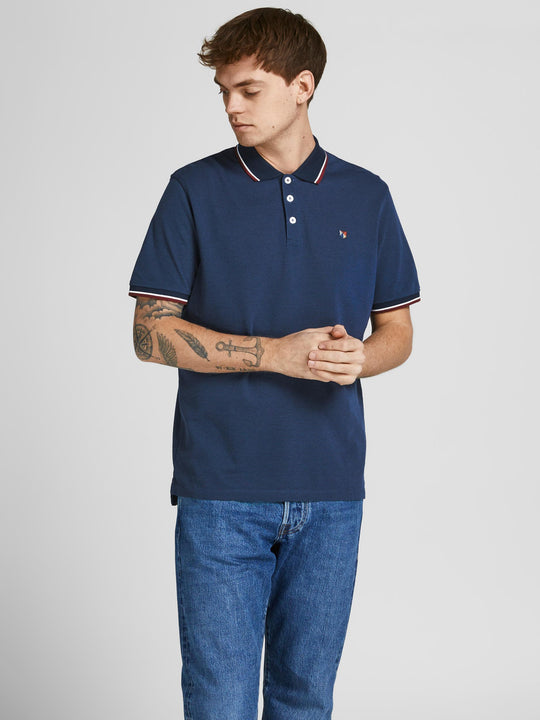 Jack & Jones Bluwin Short Sleeve Polo - Navy Blazer