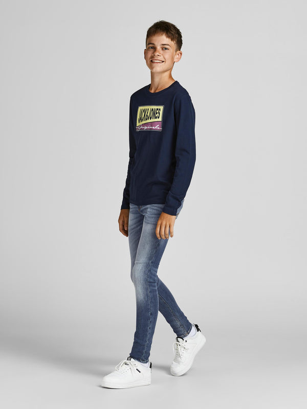 Jack & Jones Boys Dan Fox Skinny Fit Jeans 576  - Blue Denim