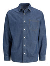 Jack & Jones Owen Twill Relaxed Shirt - Dark Blue Denim