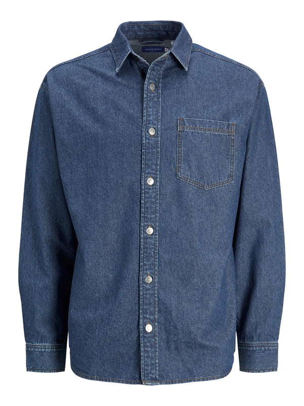 Jack & Jones Owen Twill Relaxed Shirt - Dark Blue Denim