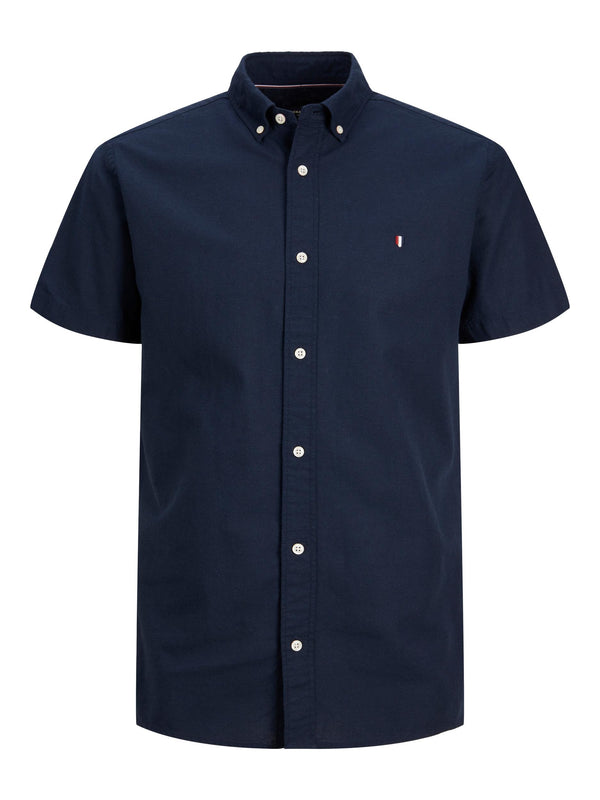 Jack & Jones Summer Linen Shield Short Sleeve Shirt Navy Blazer