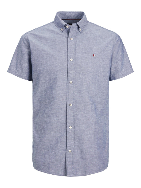 Jack & Jones Summer Linen Shield Short Sleeve Shirt - Faded Denim