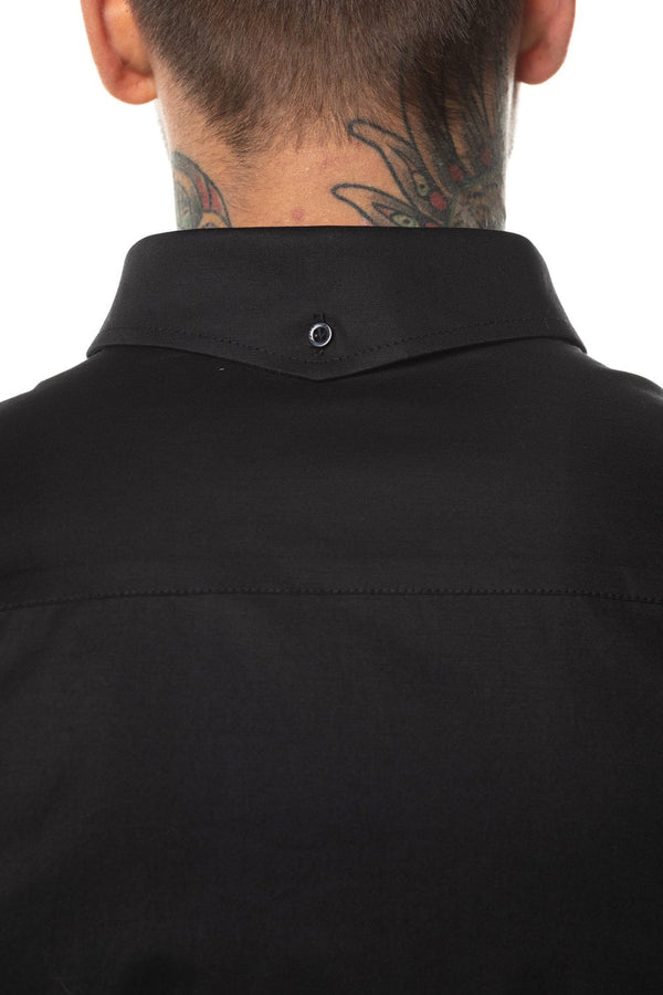 11 Degrees Long Sleeve Contrast Logo Shirt - Black