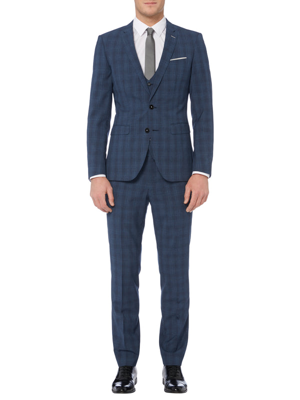 Remus Uomo Palucci 3 Piece Suit - Blue Check [Size 38R]