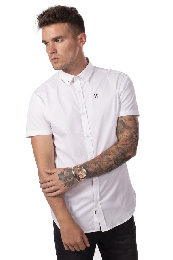 11 Degrees Short Sleeve Contrast Logo Shirt - White