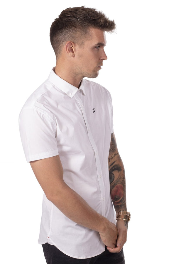 11 Degrees Short Sleeve Contrast Logo Shirt - White
