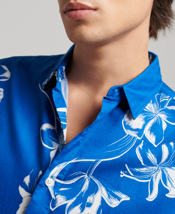 Superdry Vintage Hawaiian S/S Shirt - Mono Hibiscus Cobalt