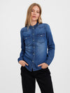 Vero Moda Maria Long Sleeve Denim Slim Shirt - Medium Blue Denim