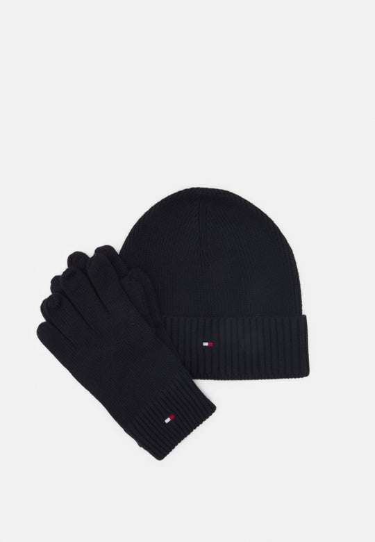 Tommy Hilfiger Pima Cotton Beanie & Gloves - Desert Sky