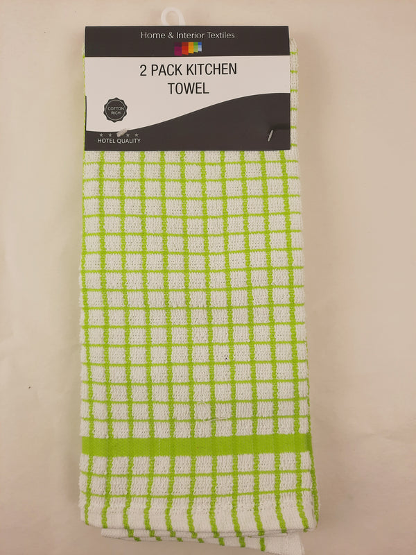 Home and Interoior Textiles 2 Pack Tea Towels - Lime Green