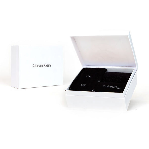 Calvin Klein Mens Socks 3 Pack Logo Luxury Cardboard Giftbox - Black