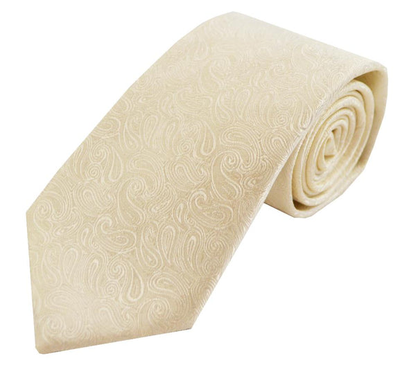 Lloyd Atree & Smith Wedding Paisley Tie 7.5cm - Ivory