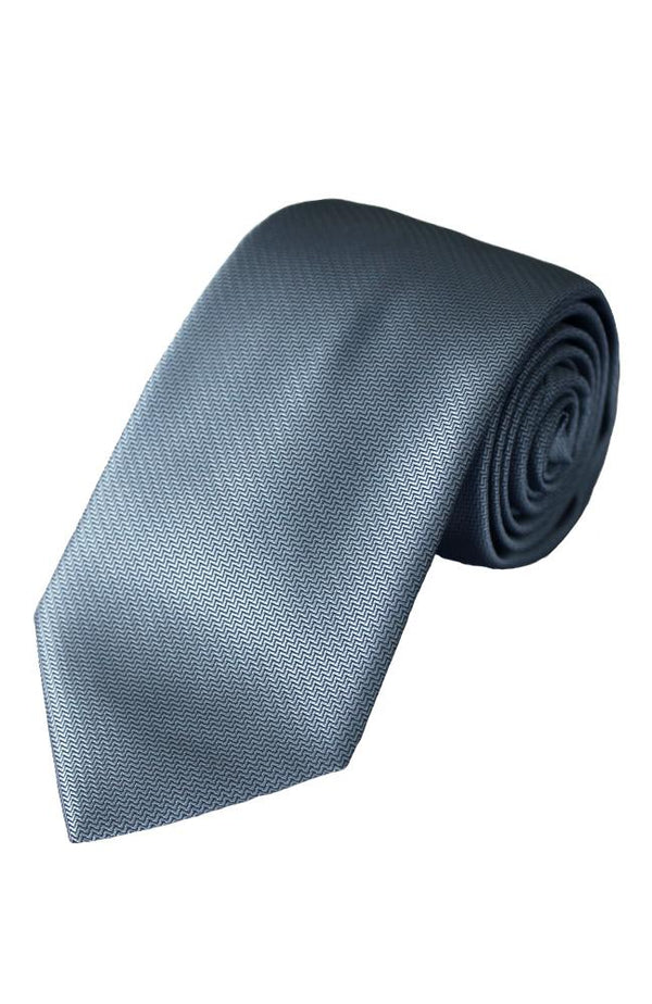 Lloyd Atree & Smith Plain Texured Tie 7.5cm - Silver / Blue [#F1761/4]
