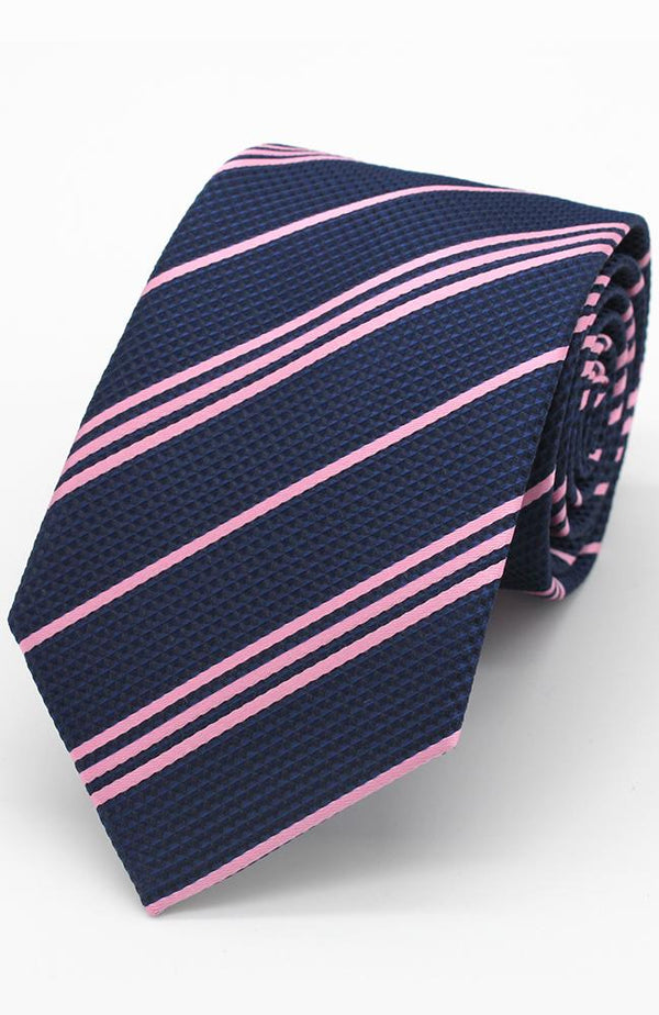 Llyod Atree Stripe Polyester Tie - Navy/Pink [#F1786/2]