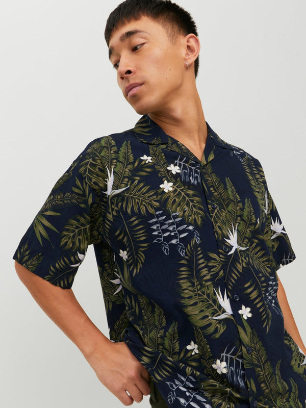 Jack & Jones Tropic Resort Short Sleeve Shirt Perfect Navy
