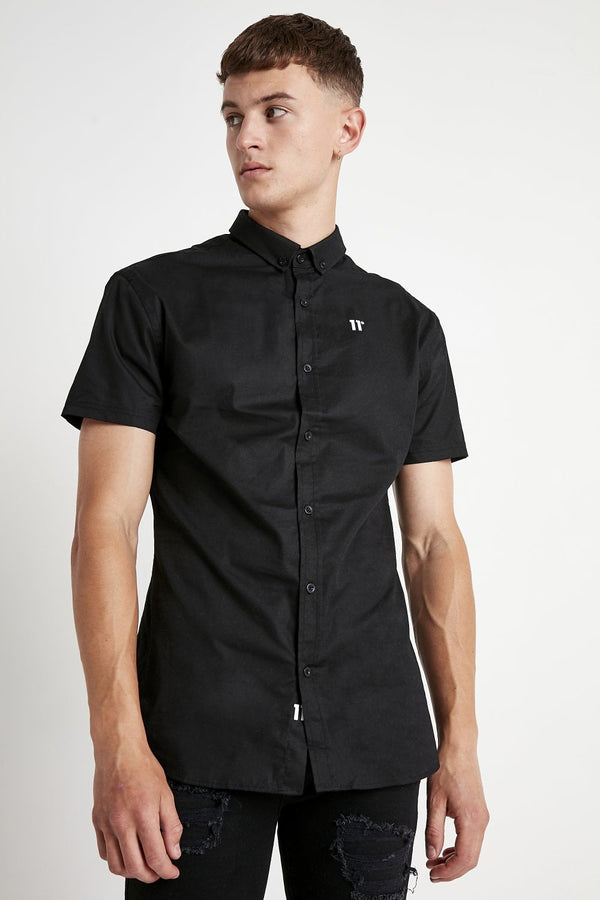 11 Degrees Short Sleeve Contrast Logo Shirt - Black