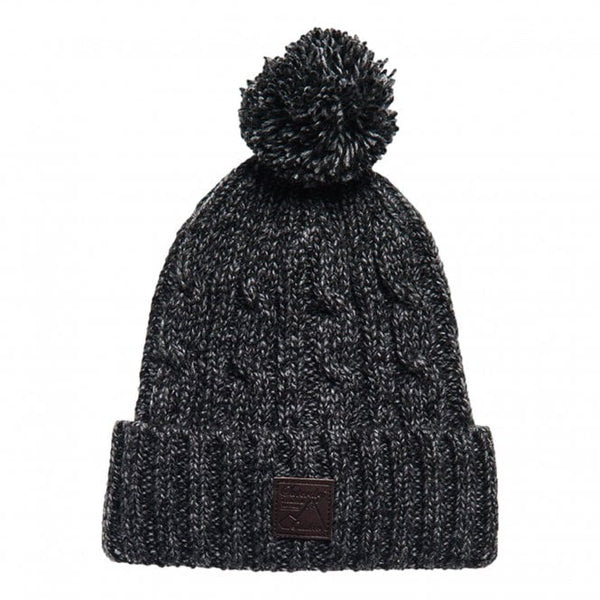 Superdry Trawler Cable Beanie - Charcoal / Black Twist