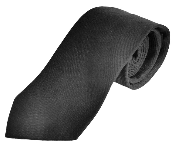 LAS Lloyd Atree & Smith Essential Regular 7.5cm Fine Twill Tie - Black [#T9000/2]