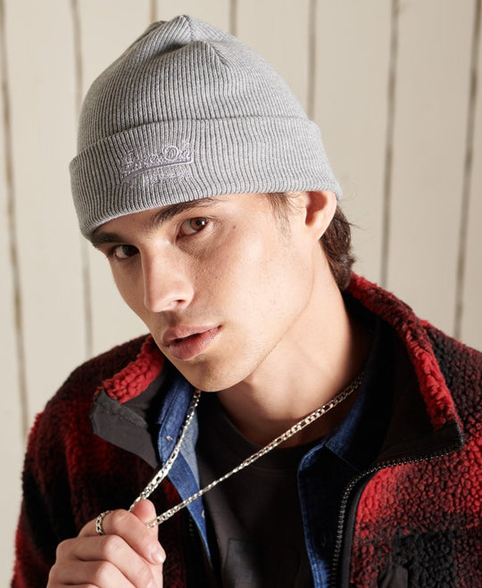 Superdry Vintage Logo Classic Beanie - Light Grey Grit