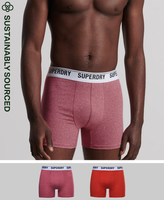 Superdry 2 Pack Boxers - Mid Red / Orange