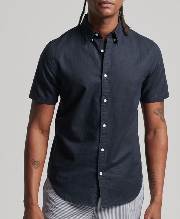 Superdry Studios Linens Short Sleeve Shirt - Eclipse Navy