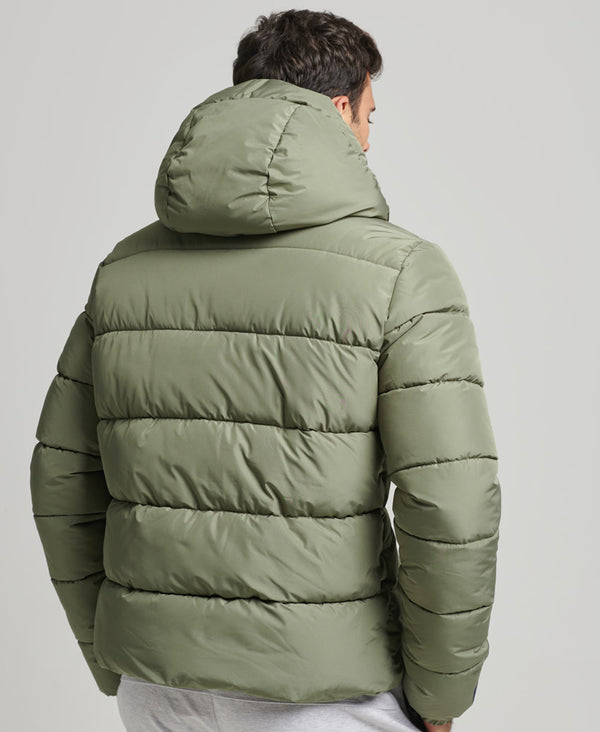 Superdry Hooded Sports Puffer - Dusty Olive