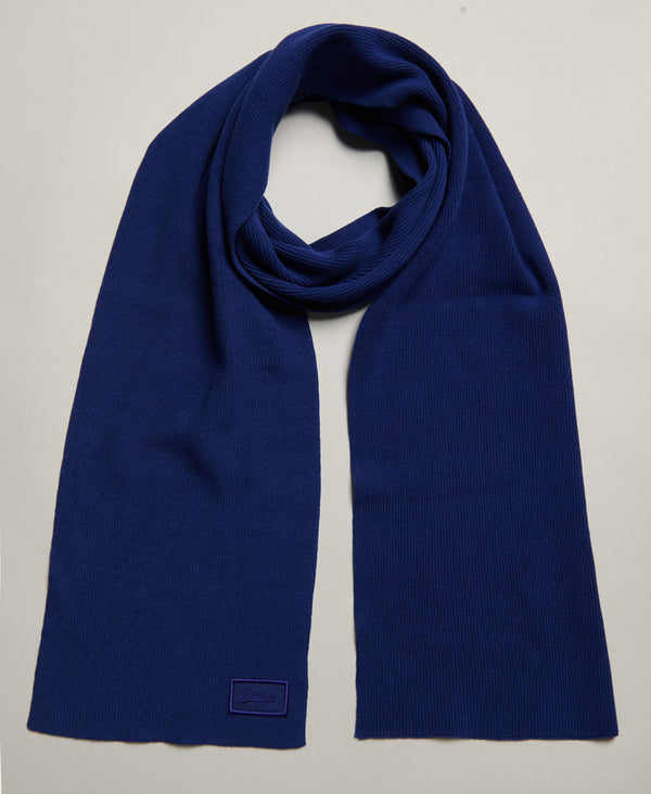 Superdry Knitted Logo Scarf - Bright Blue Grit